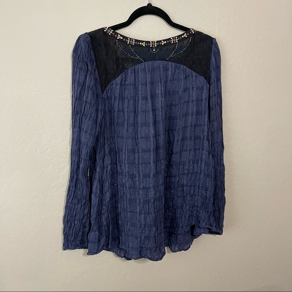 SOLD Free People beaded embroidered long sleeve tunic top blouse S tribal - Picture 7 of 13
